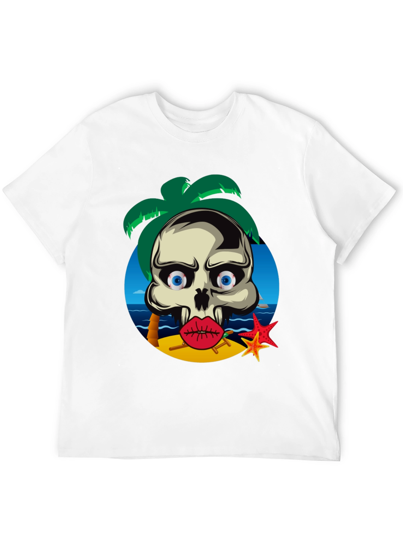 Skull Beach Graphic T-Shirt - Summer Vibes