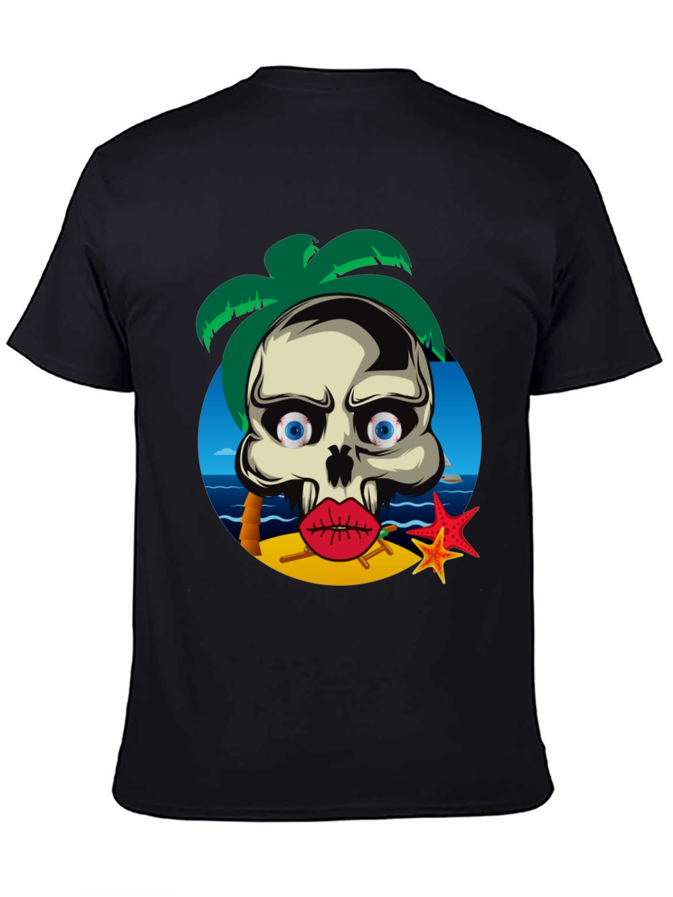 Skull Beach Graphic T-Shirt - Summer Vibes