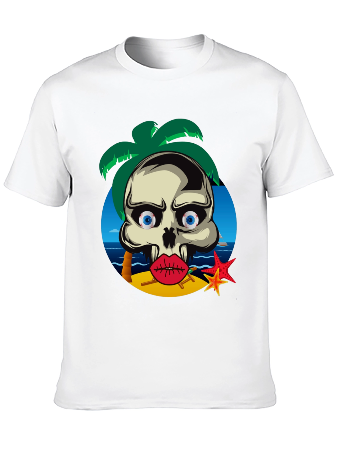 Skull Beach Graphic T-Shirt - Summer Vibes