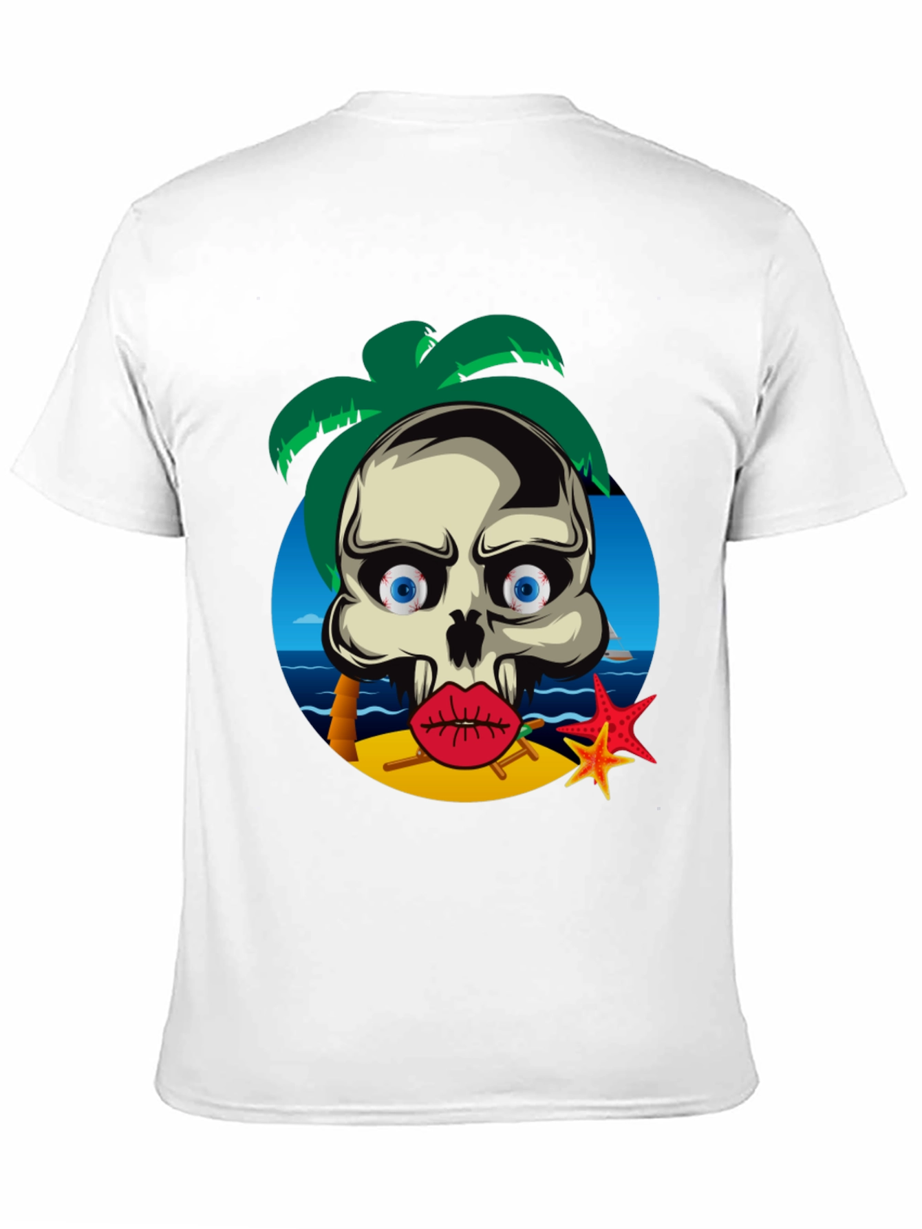 Skull Beach Graphic T-Shirt - Summer Vibes
