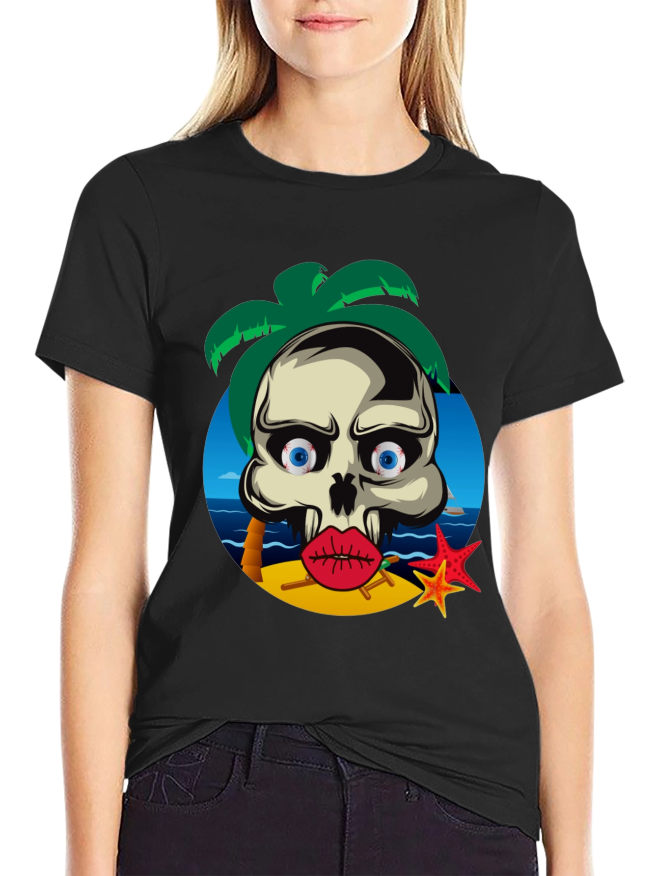 Skull Beach Graphic T-Shirt - Summer Vibes
