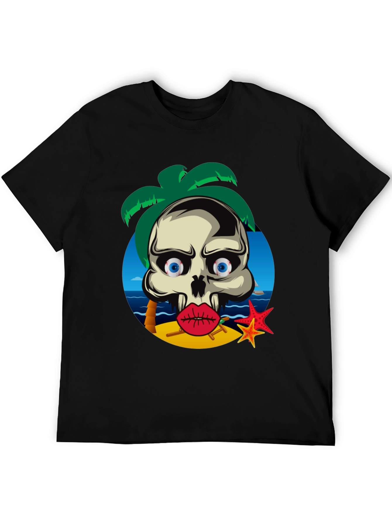 Skull Beach Graphic T-Shirt - Summer Vibes