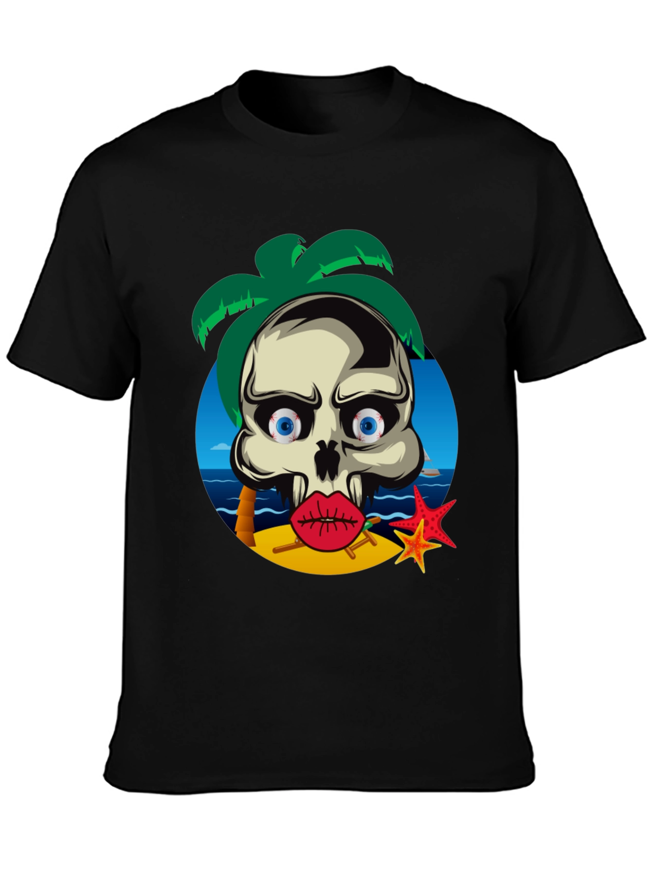 Skull Beach Graphic T-Shirt - Summer Vibes