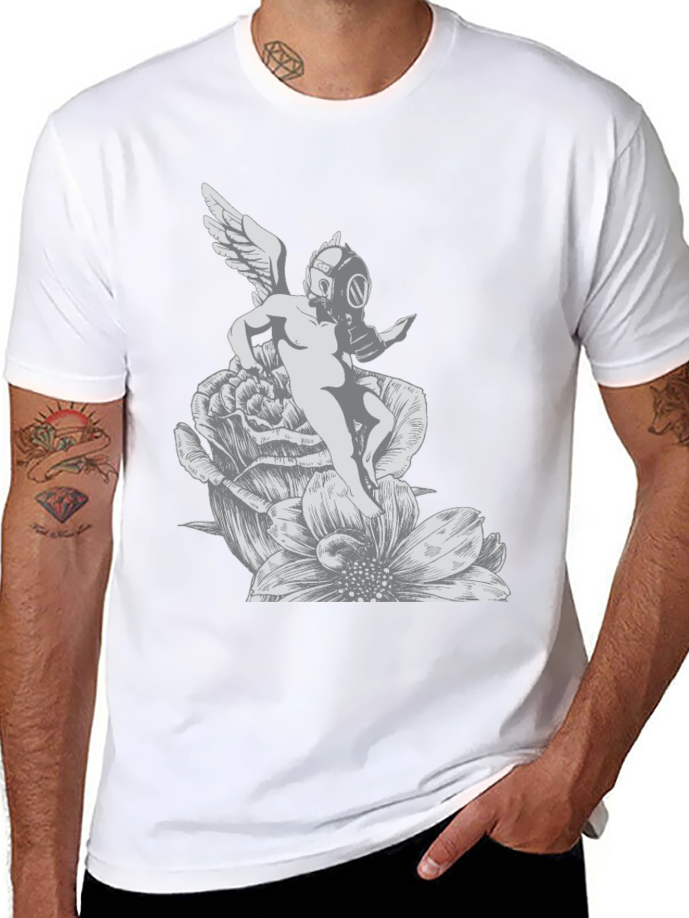 Gas Mask Angel T-Shirt - Unique Graphic Tee