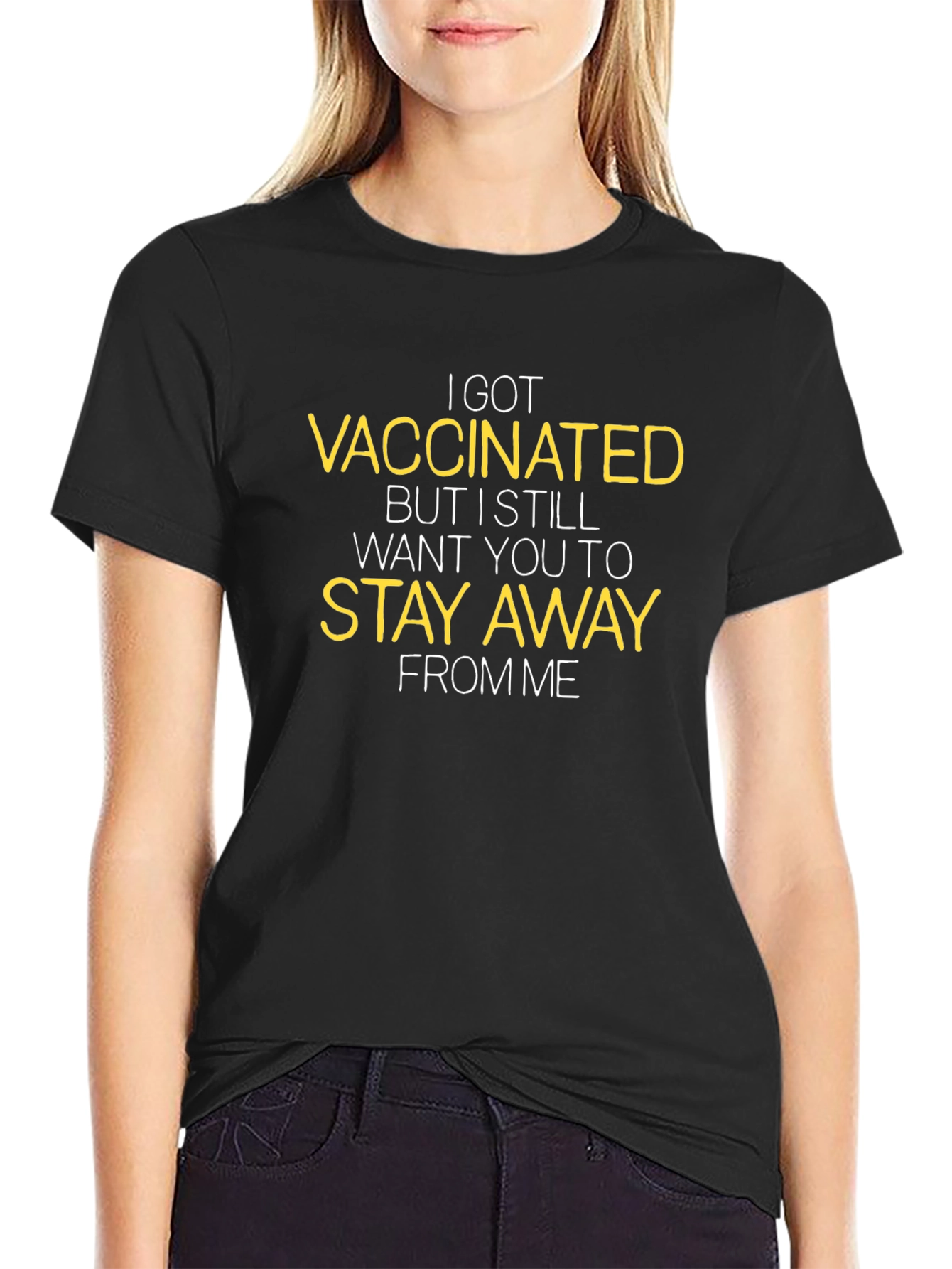 Vaccinated Stay Away Graphic Tee - Black