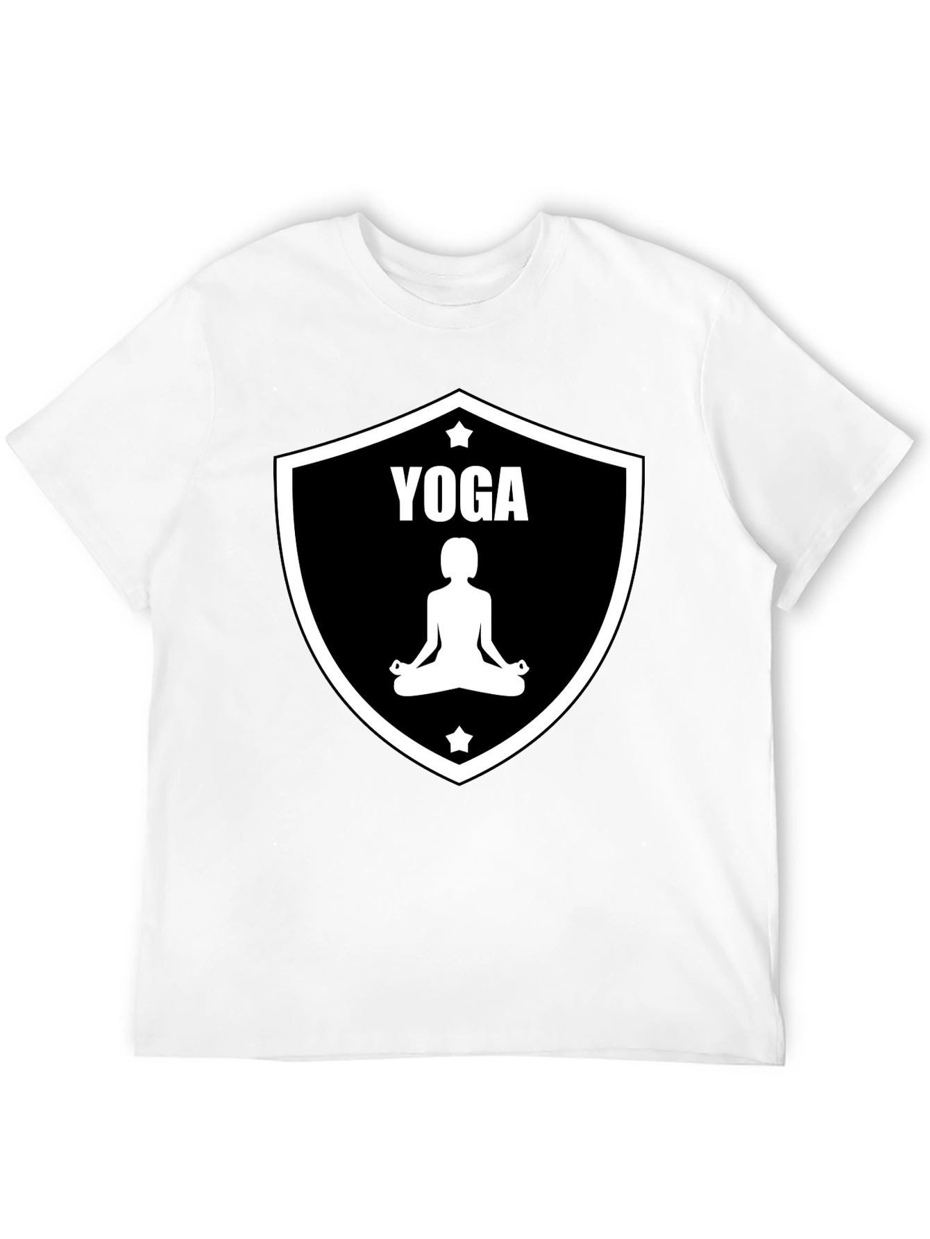 Yoga Pose Graphic Tee - Black Cotton Blend T-Shirt
