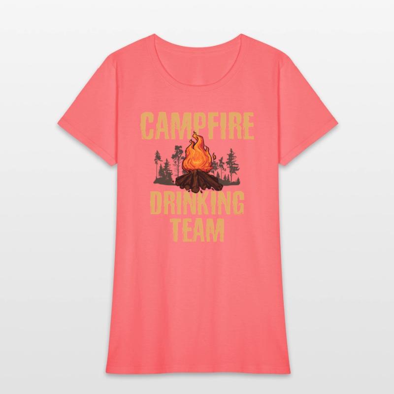Campers Campfire Drinking Team Camping Outdoors