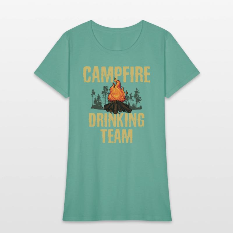 Campers Campfire Drinking Team Camping Outdoors