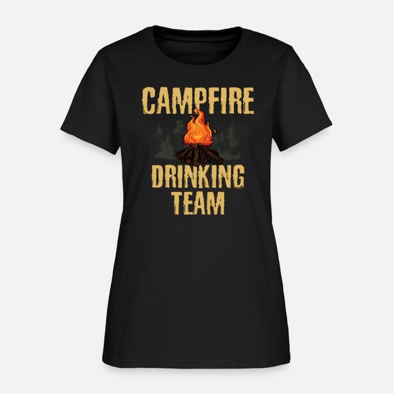 Campers Campfire Drinking Team Camping Outdoors