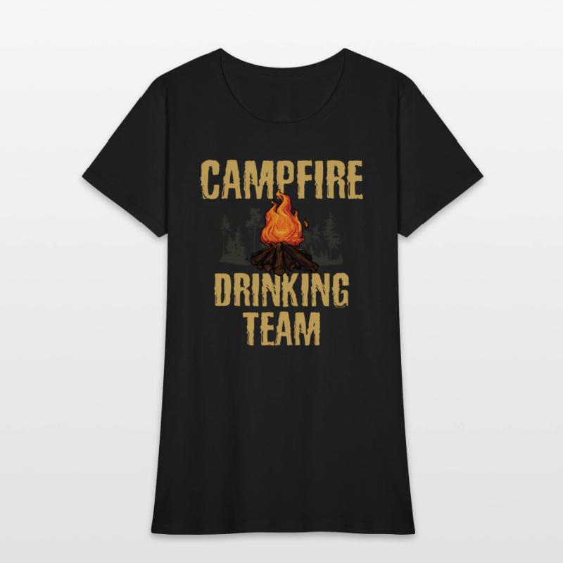 Campers Campfire Drinking Team Camping Outdoors