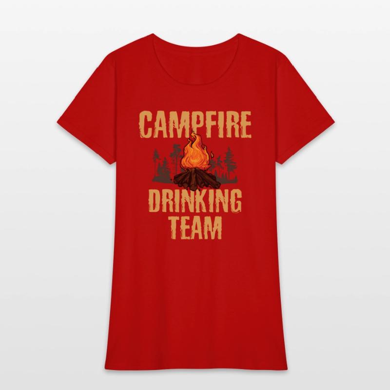 Campers Campfire Drinking Team Camping Outdoors