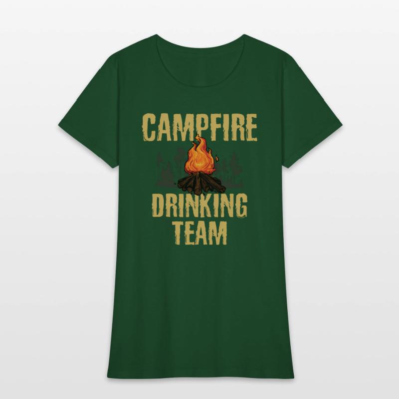 Campers Campfire Drinking Team Camping Outdoors