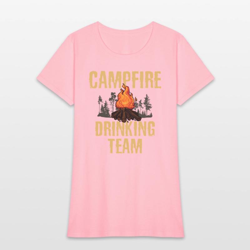 Campers Campfire Drinking Team Camping Outdoors