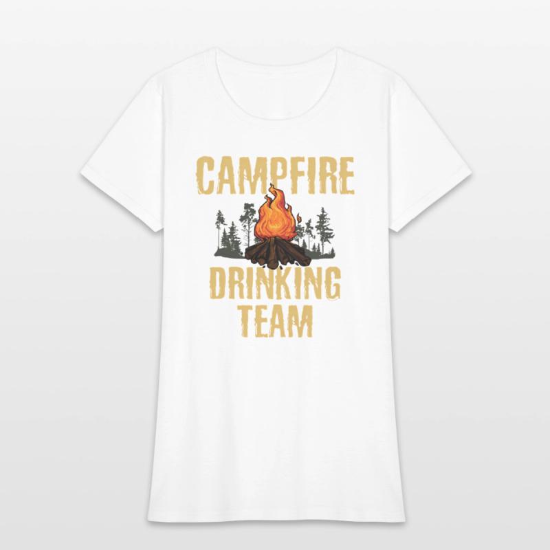 Campers Campfire Drinking Team Camping Outdoors