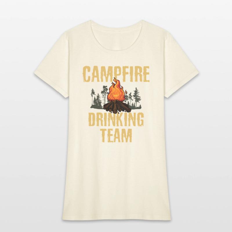 Campers Campfire Drinking Team Camping Outdoors