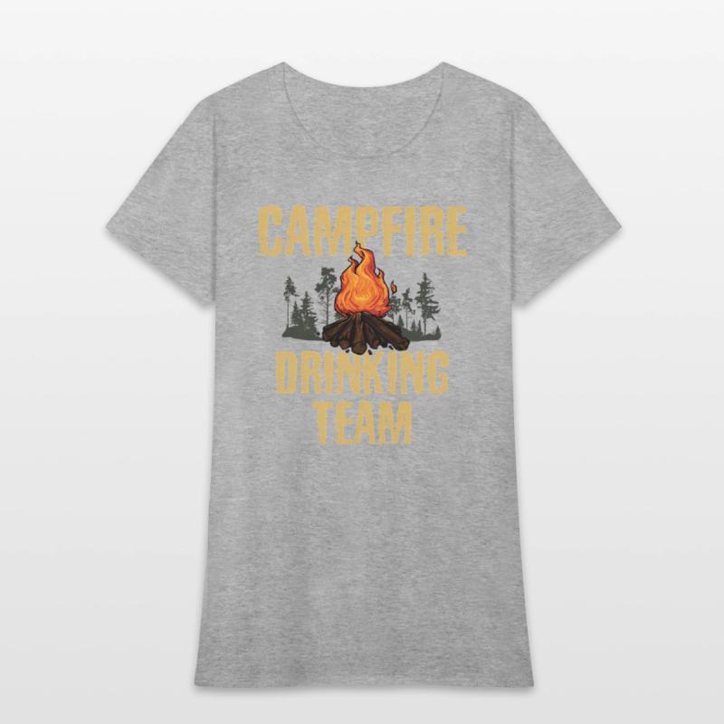 Campers Campfire Drinking Team Camping Outdoors