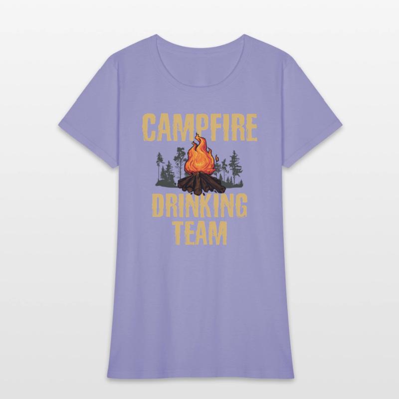 Campers Campfire Drinking Team Camping Outdoors