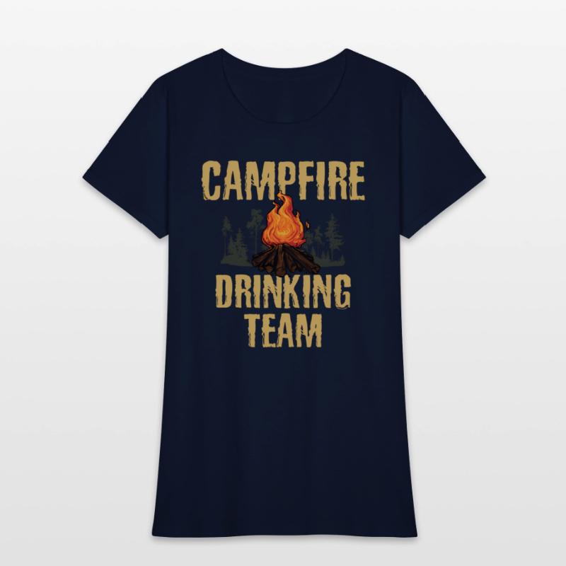 Campers Campfire Drinking Team Camping Outdoors
