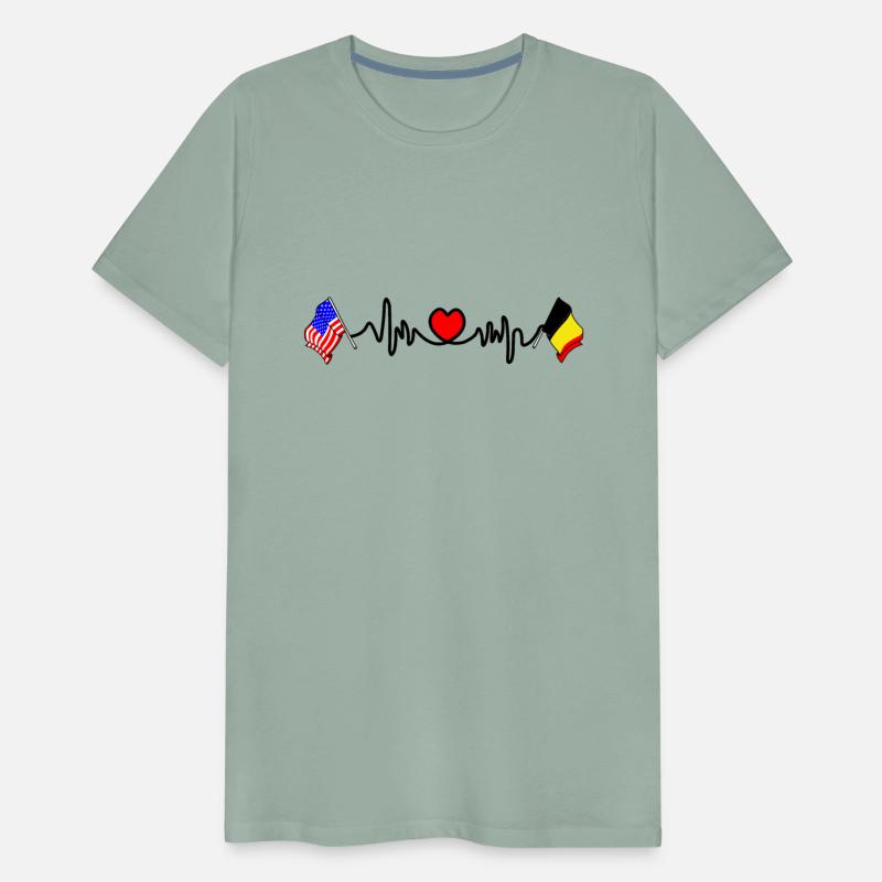 Cardio hartje met Vlag USA en vlag Belgie