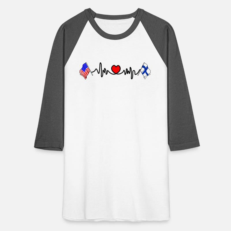 Cardio heart with Flag USA and Flag Finland