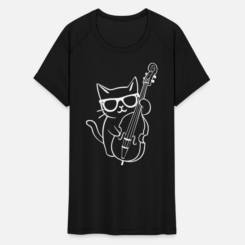 Cat Wearing Sunglasses Playing Double Bass