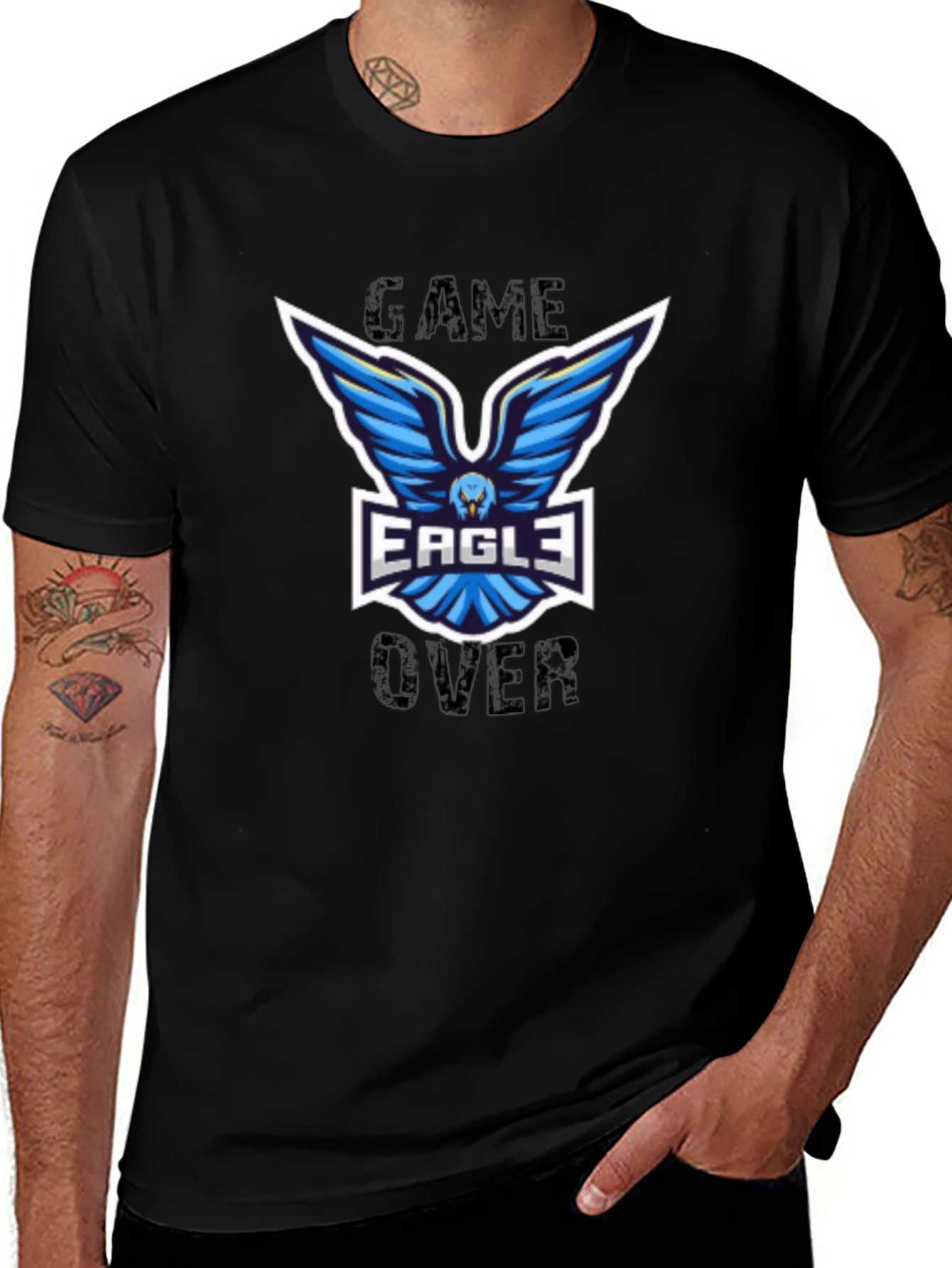 Game Over Eagle Graphic T-Shirt - Black
