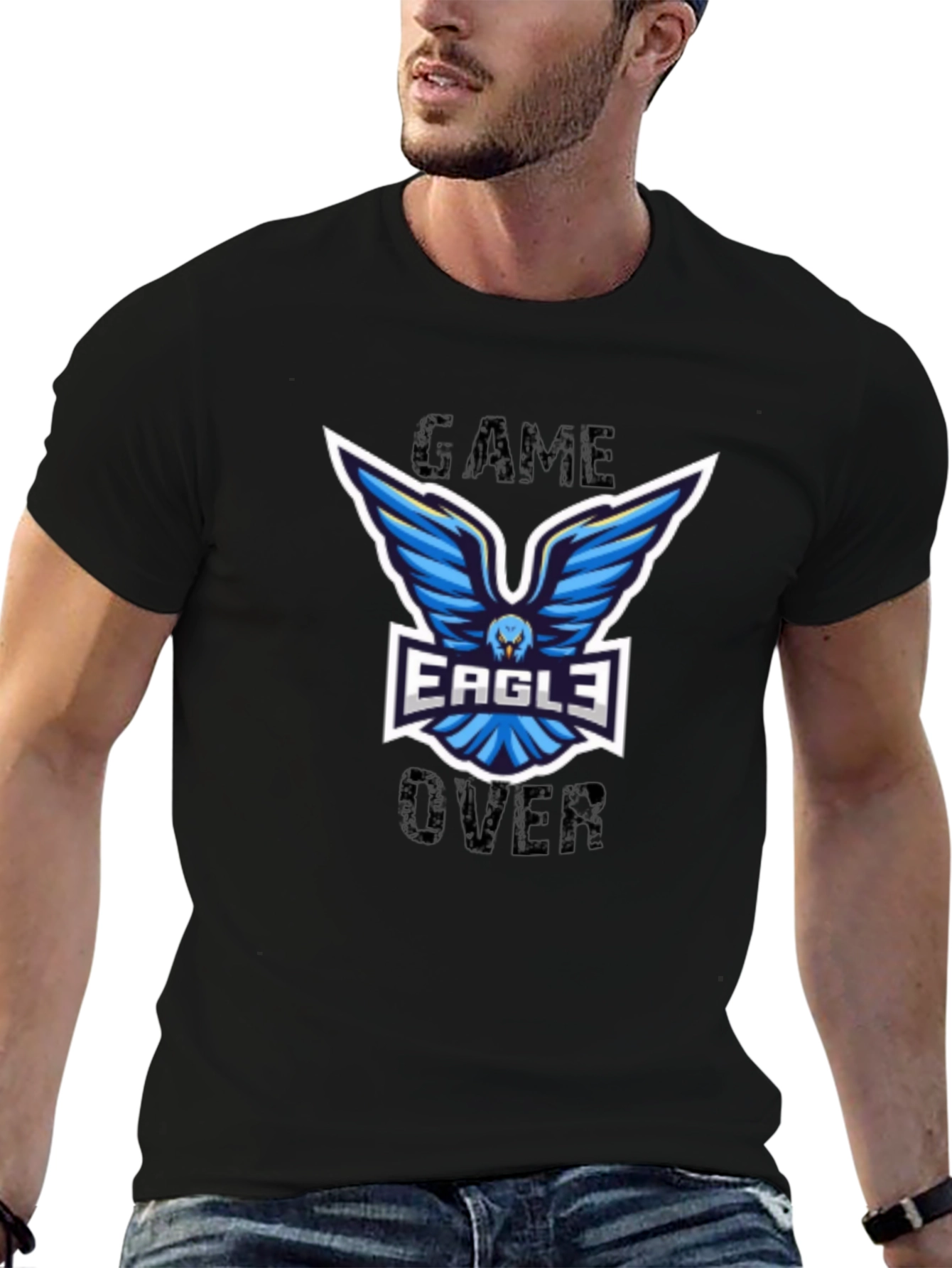 Game Over Eagle Graphic T-Shirt - Black