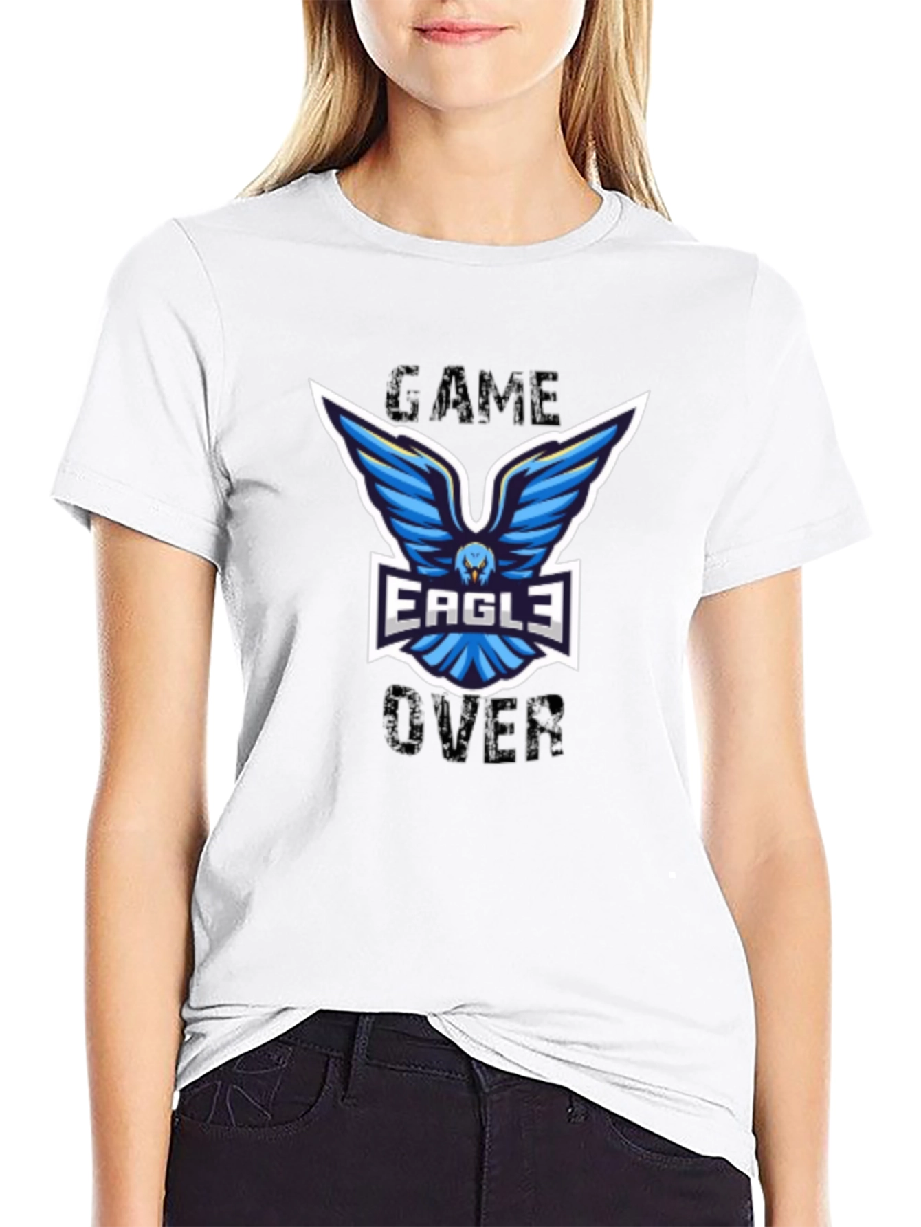 Game Over Eagle Graphic T-Shirt - Black