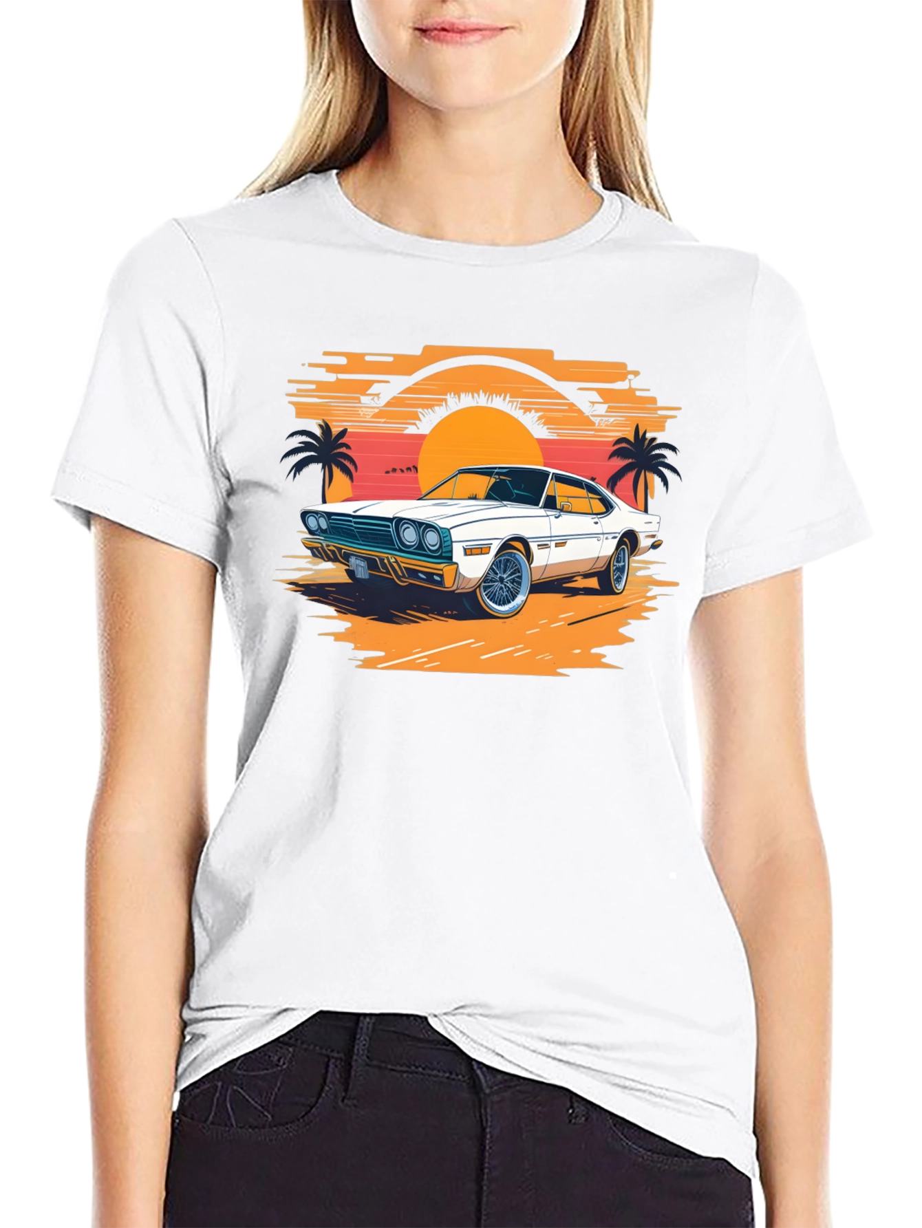 Retro Car Graphic Tee - Sunset Vibes