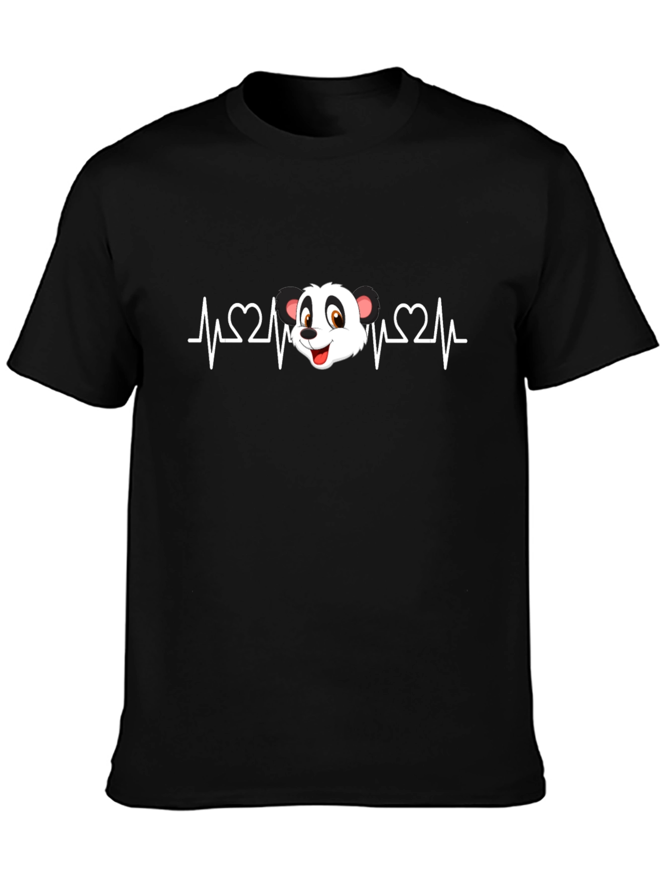 Panda Heartbeat Graphic T-Shirt - Black