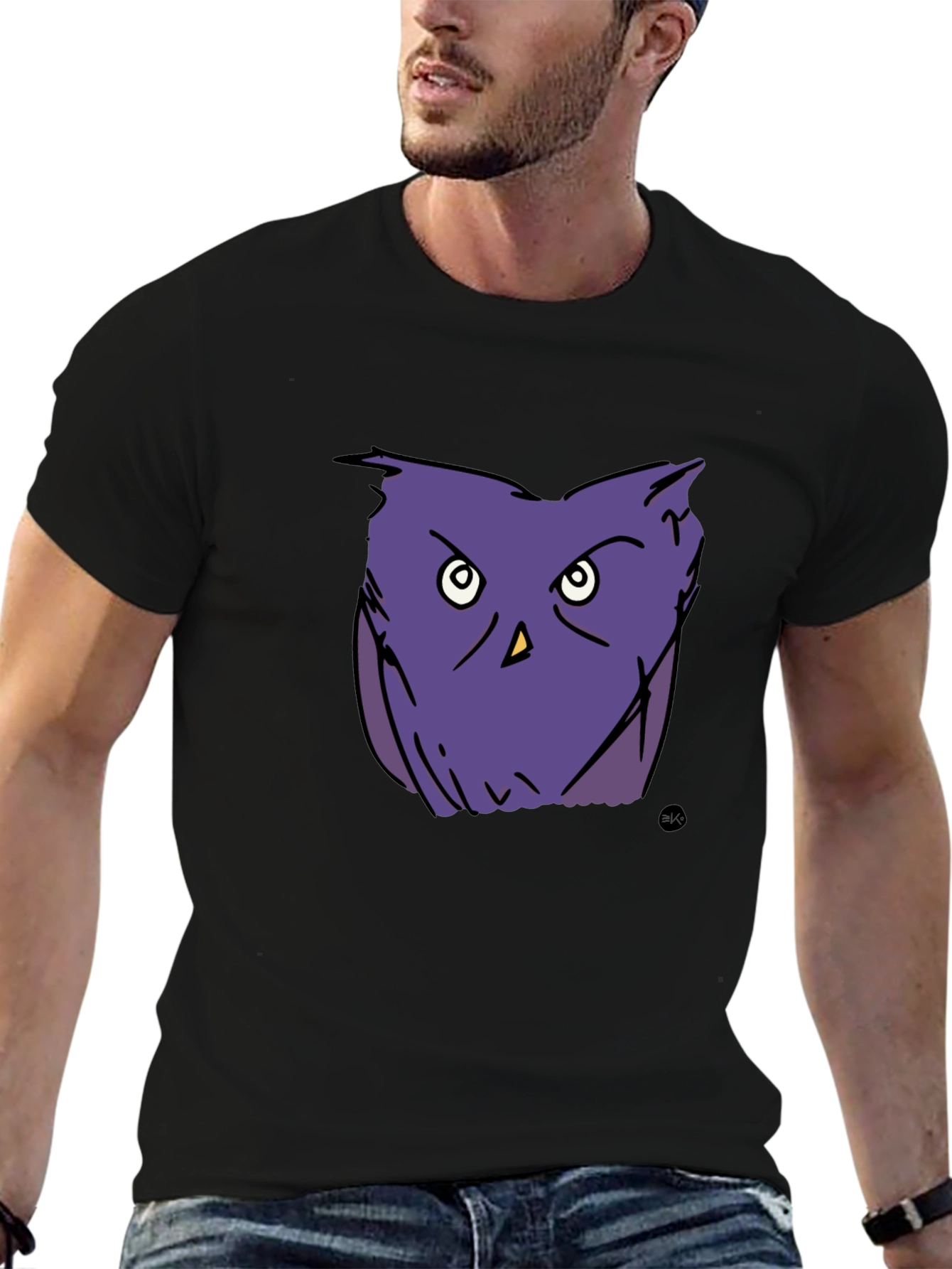 Whimsical Purple Owl Graphic Tee - Casual Comfort