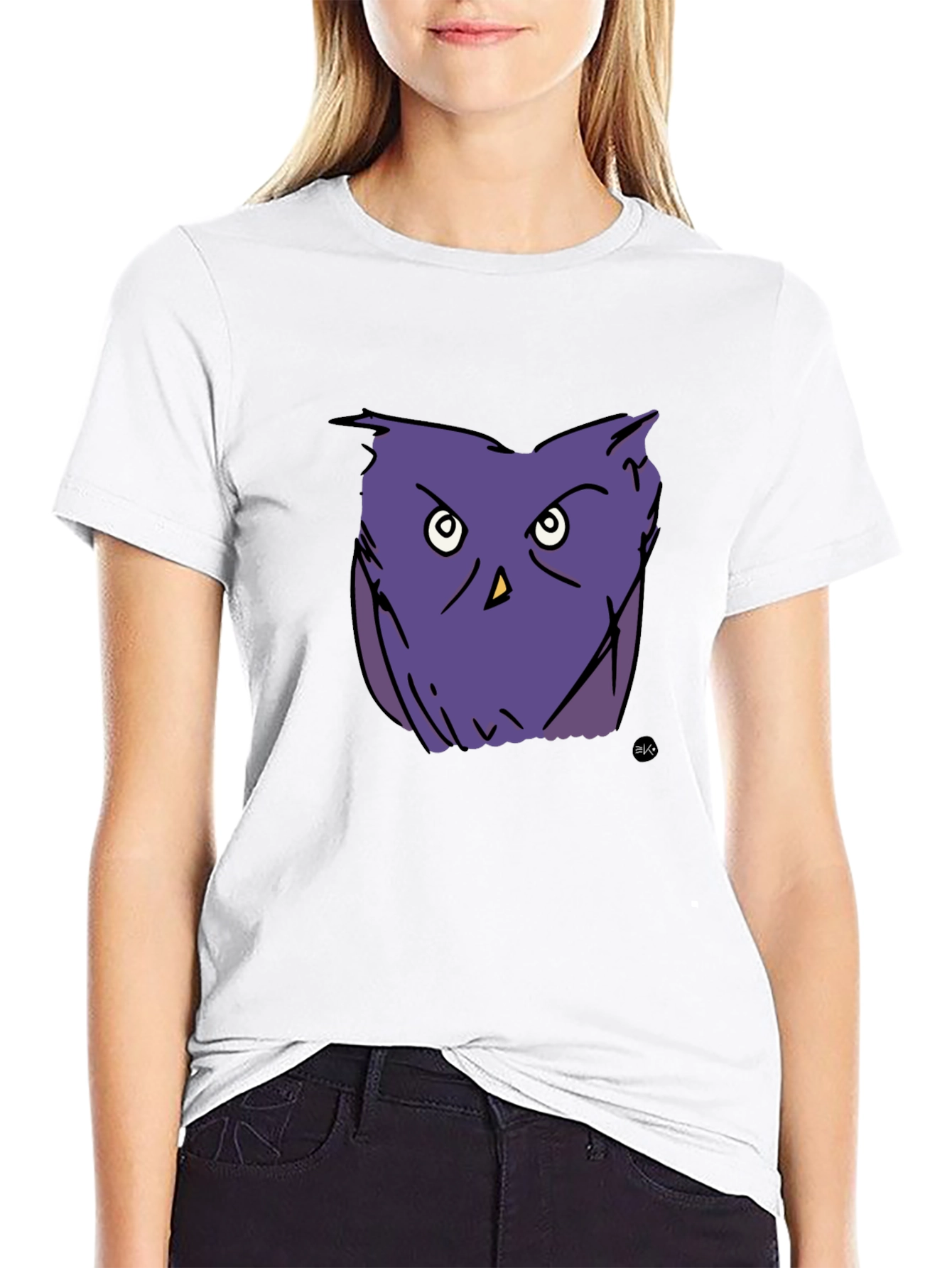 Whimsical Purple Owl Graphic Tee - Casual Comfort