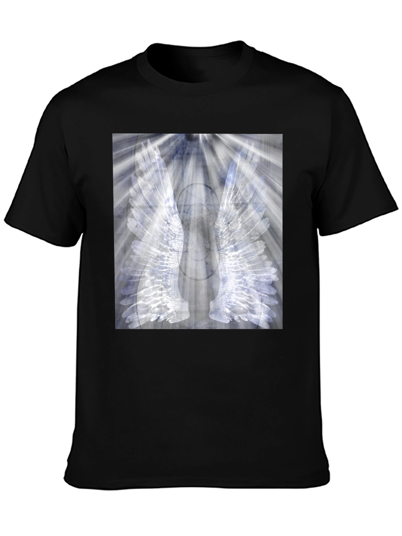 Wings Graphic Black T-Shirt - Unique Angel Design