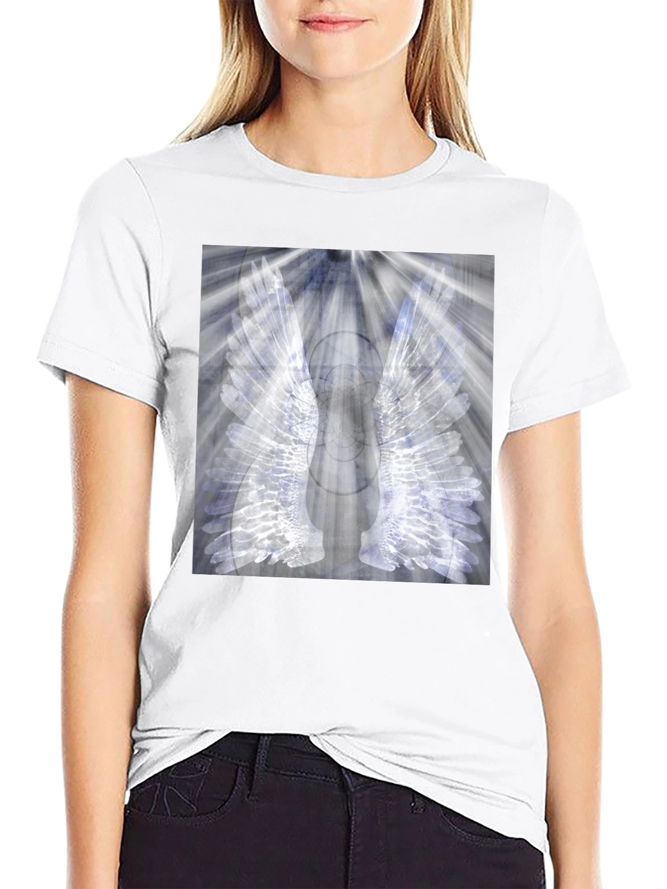 Wings Graphic Black T-Shirt - Unique Angel Design