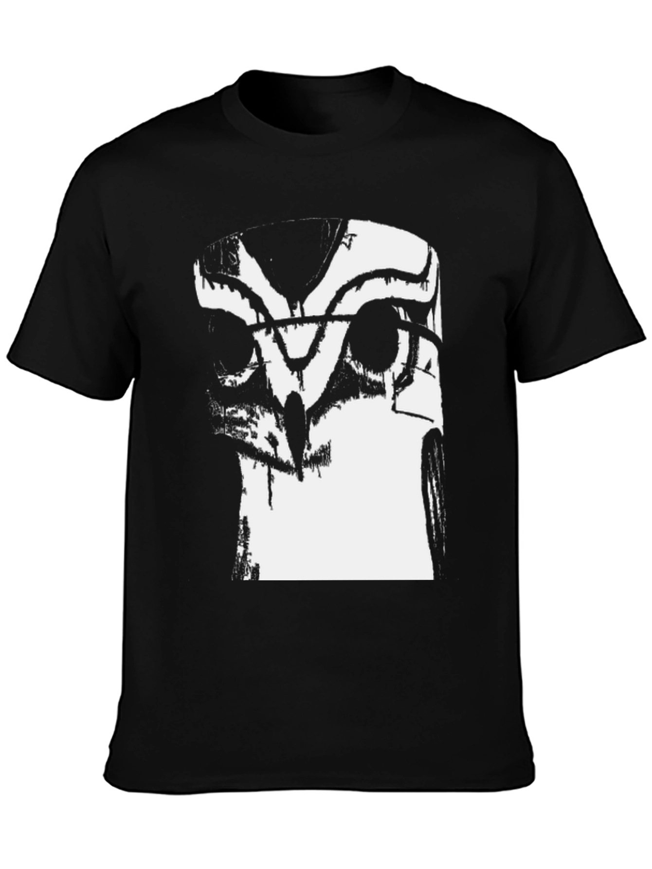 Abstract Owl Graphic Black T-Shirt