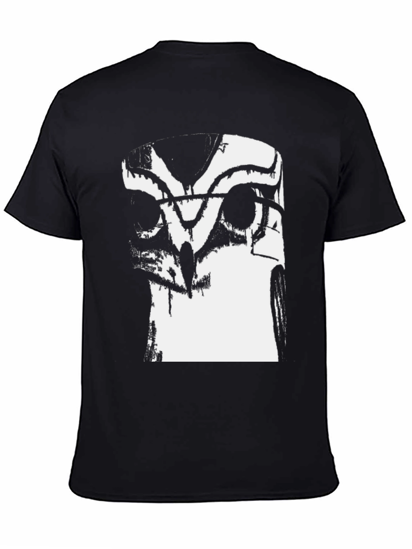 Abstract Owl Graphic Black T-Shirt