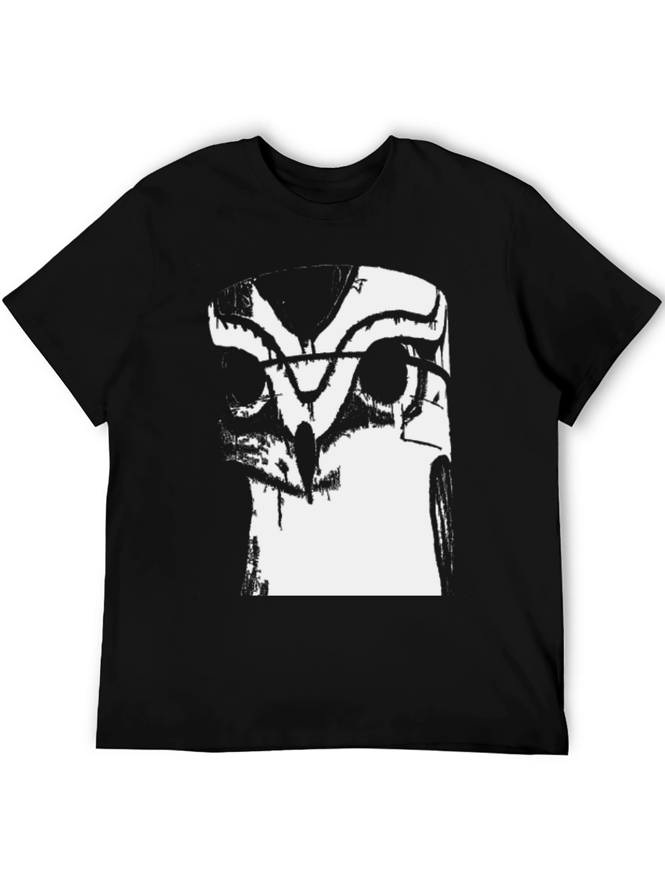 Abstract Owl Graphic Black T-Shirt