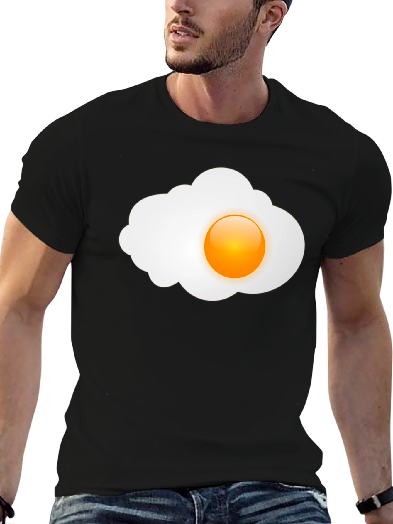Sunny Side Up Graphic Tee - Casual Black T-Shirt