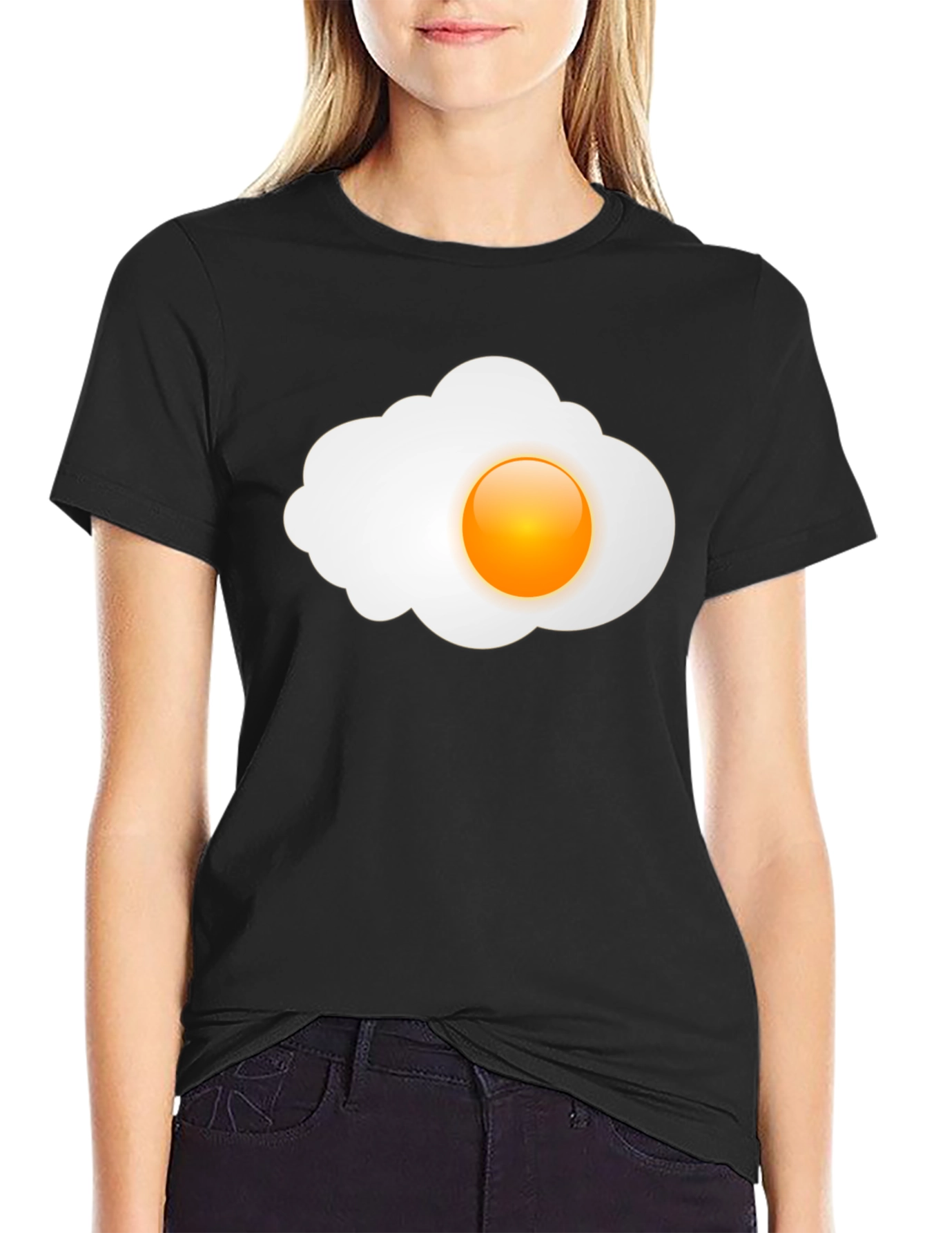 Sunny Side Up Graphic Tee - Casual Black T-Shirt