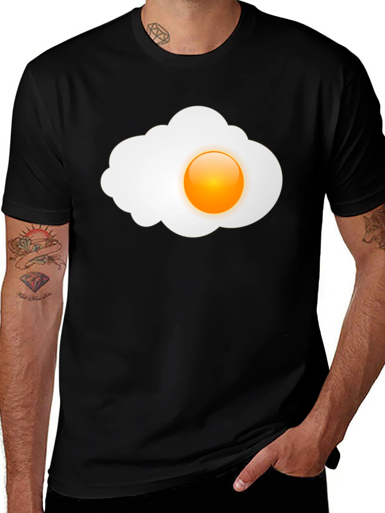 Sunny Side Up Graphic Tee - Casual Black T-Shirt