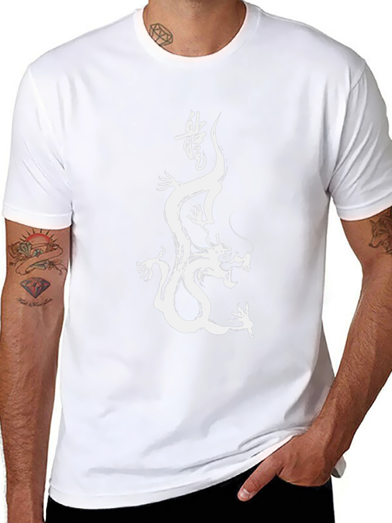 Dragon Brush Stroke Graphic Tee - Black