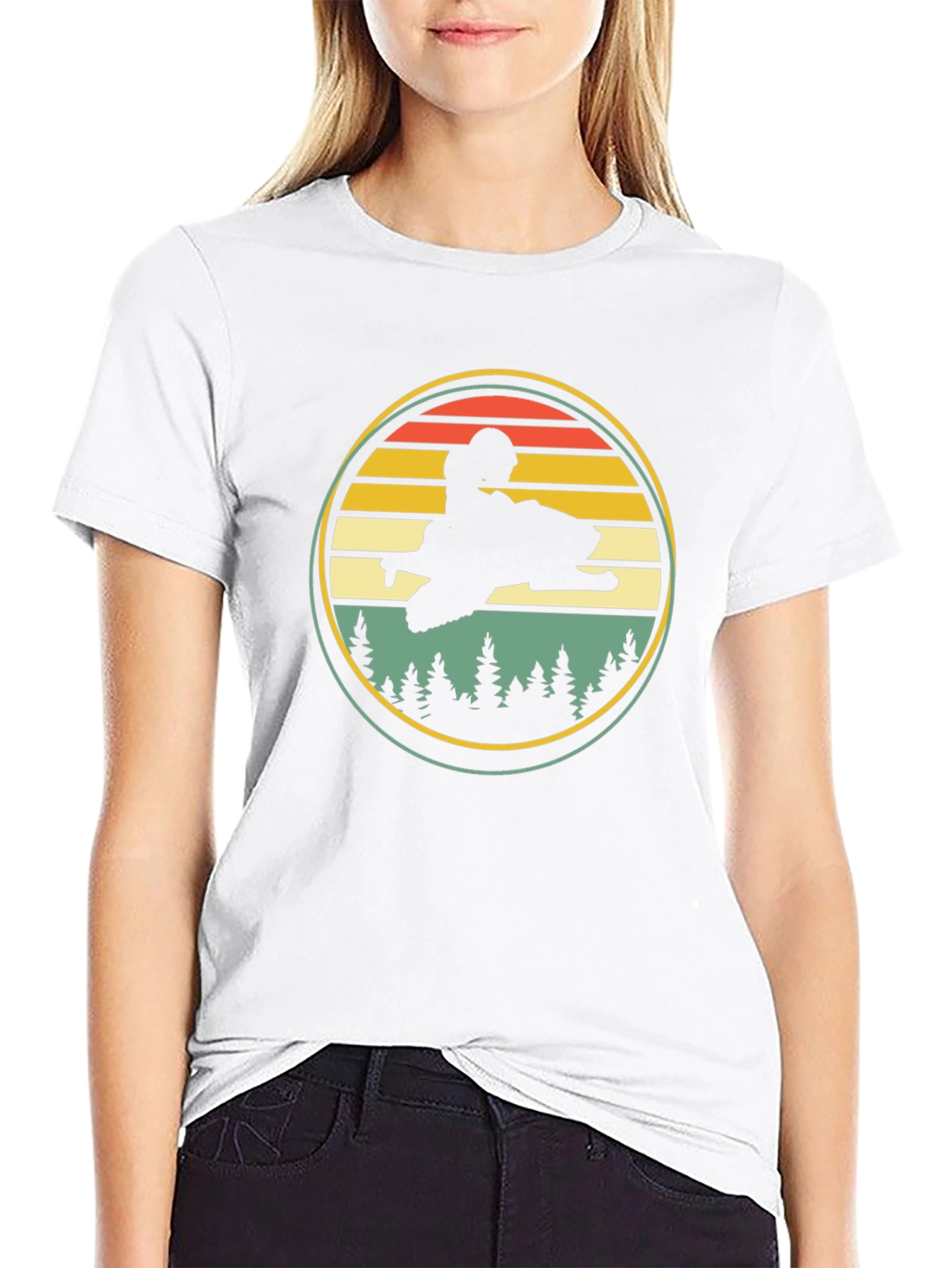 Retro Snowmobile Silhouette Tee