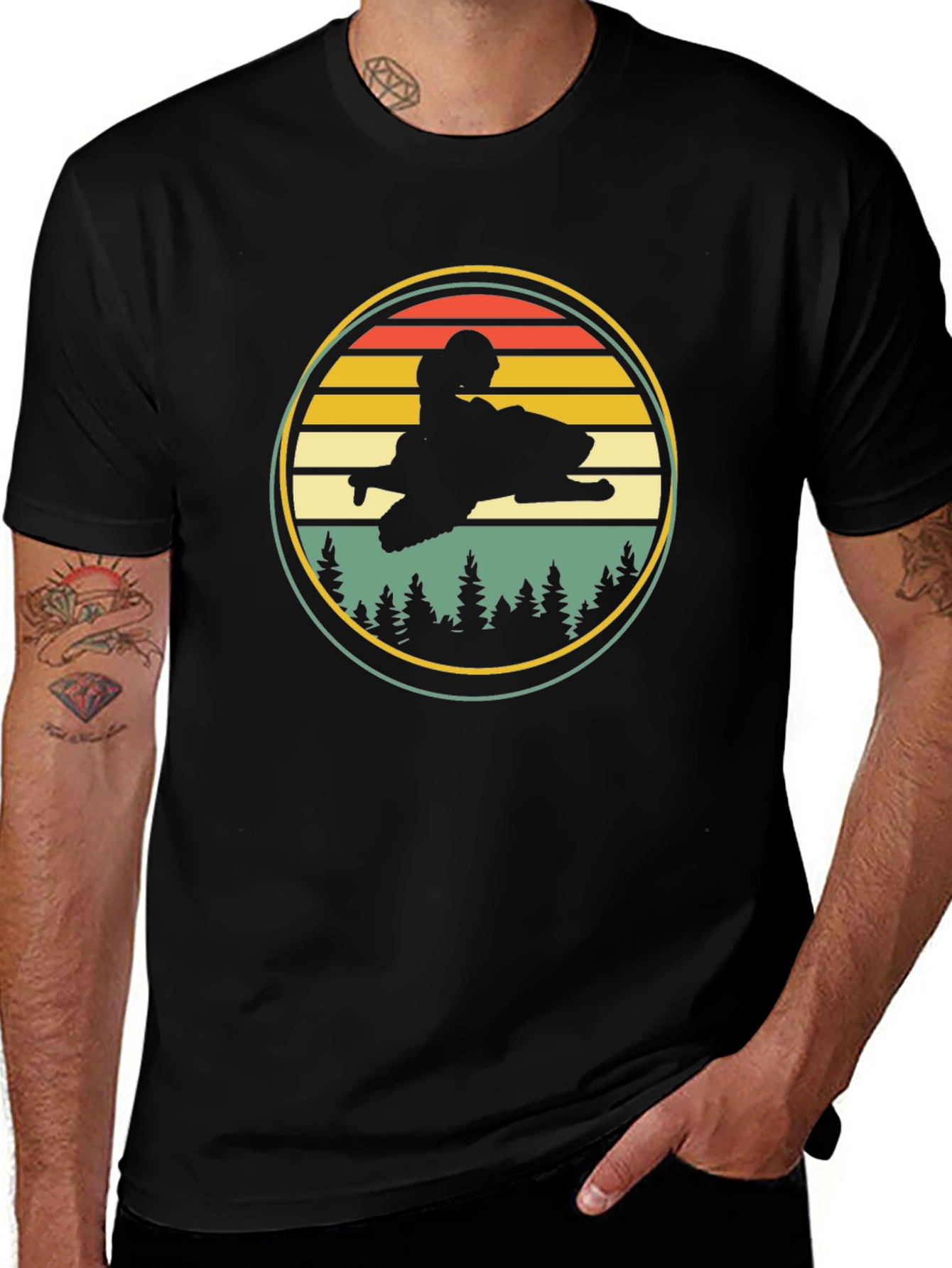 Retro Snowmobile Silhouette Tee