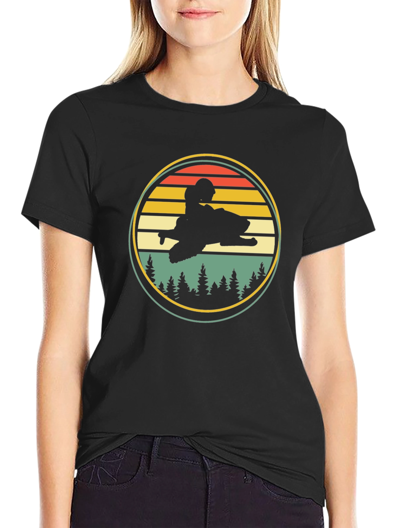 Retro Snowmobile Silhouette Tee