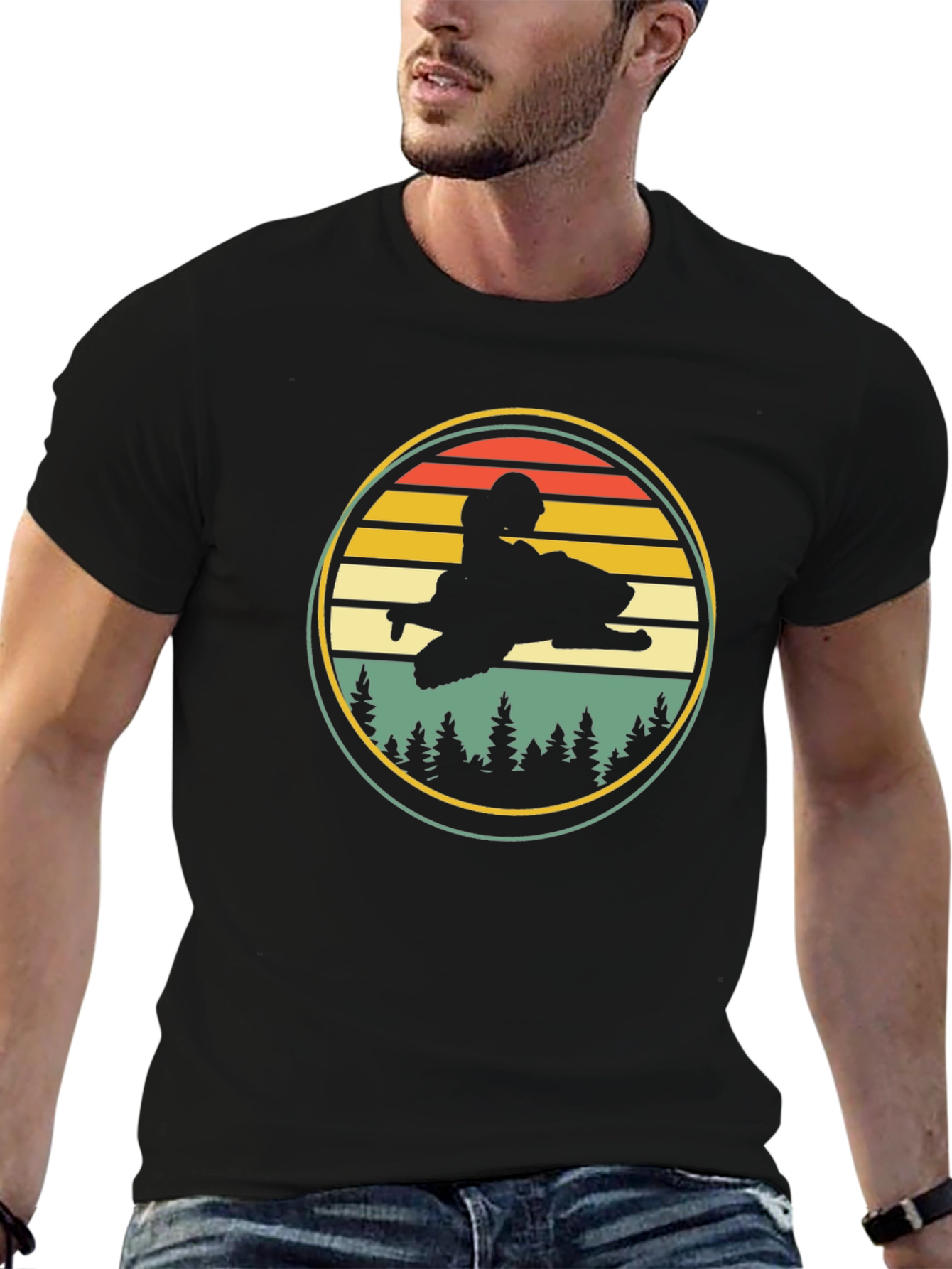 Retro Snowmobile Silhouette Tee