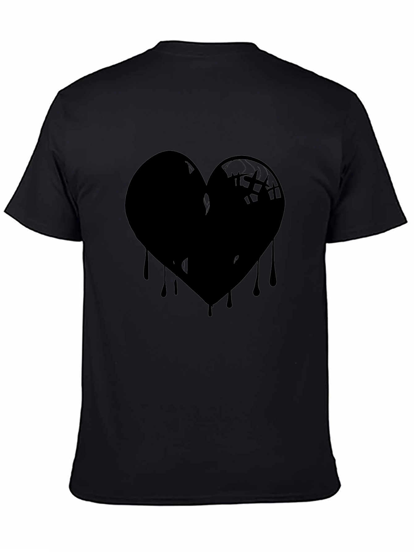 Dripping Heart Graphic Black T-Shirt