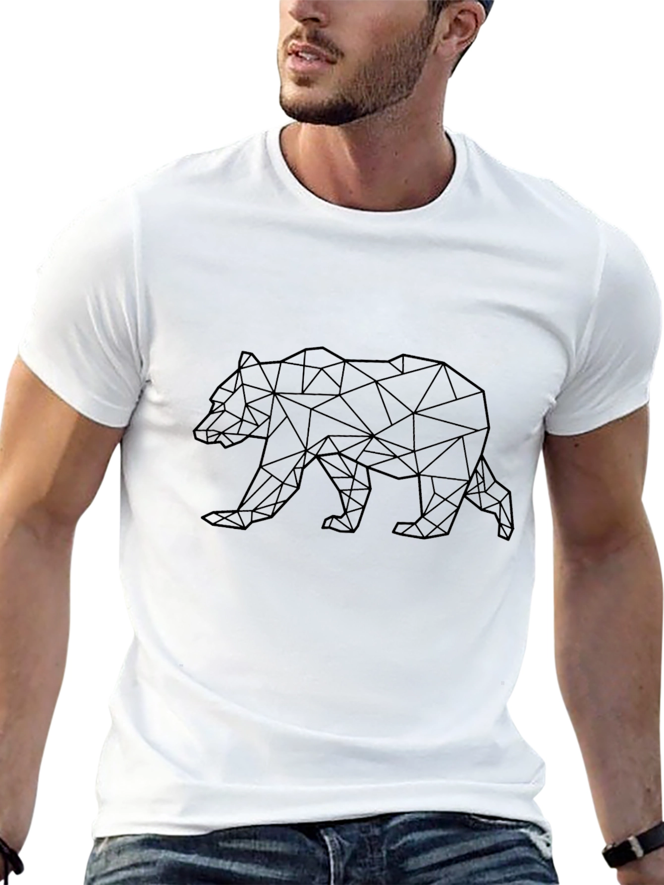 Geometric Bear Graphic Tee - Mens Black T-Shirt