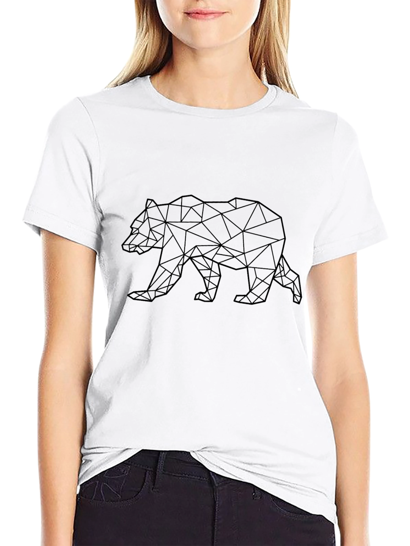 Geometric Bear Graphic Tee - Mens Black T-Shirt