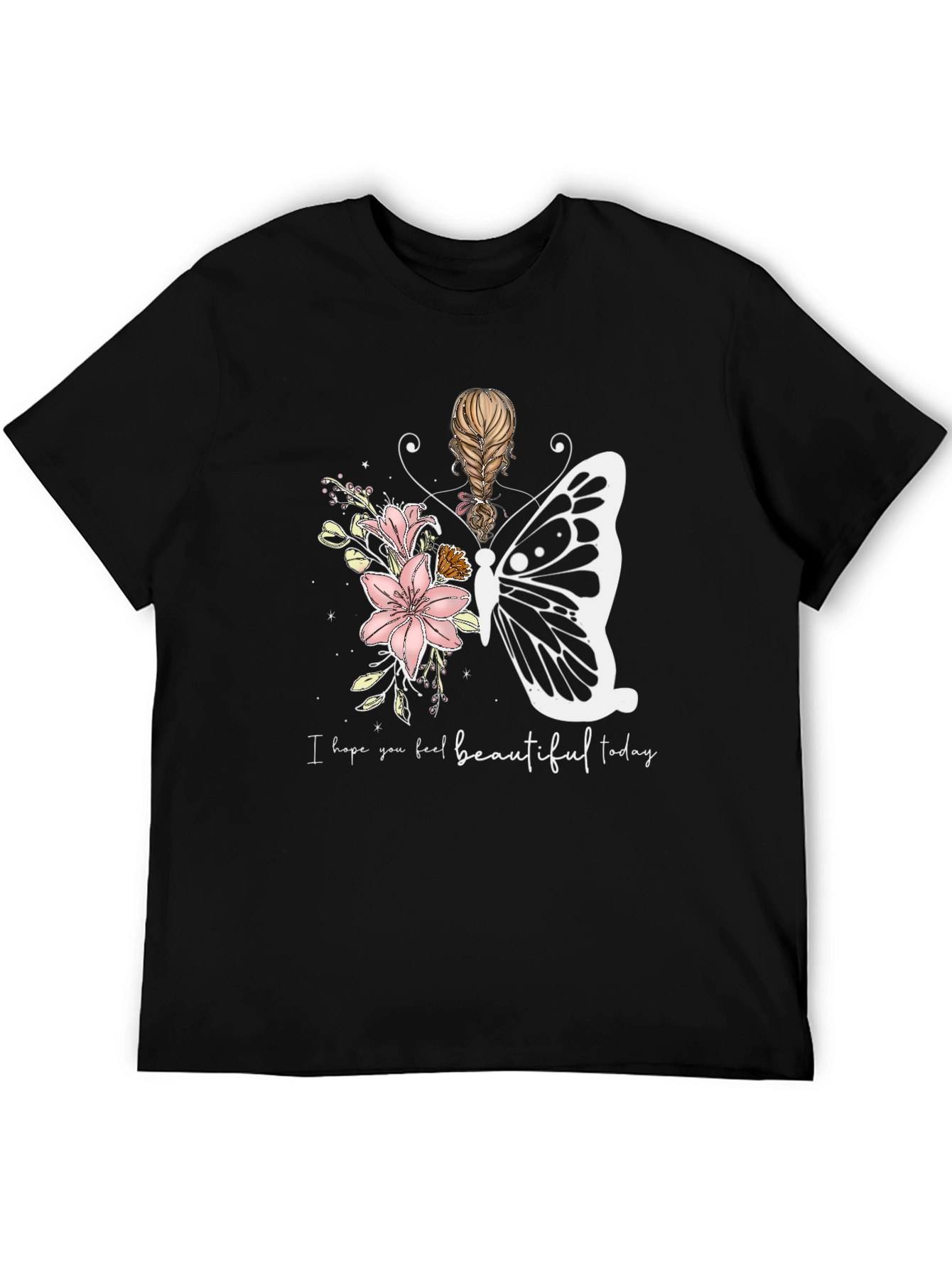 Floral Butterfly Graphic T-Shirt - Feel Beautiful