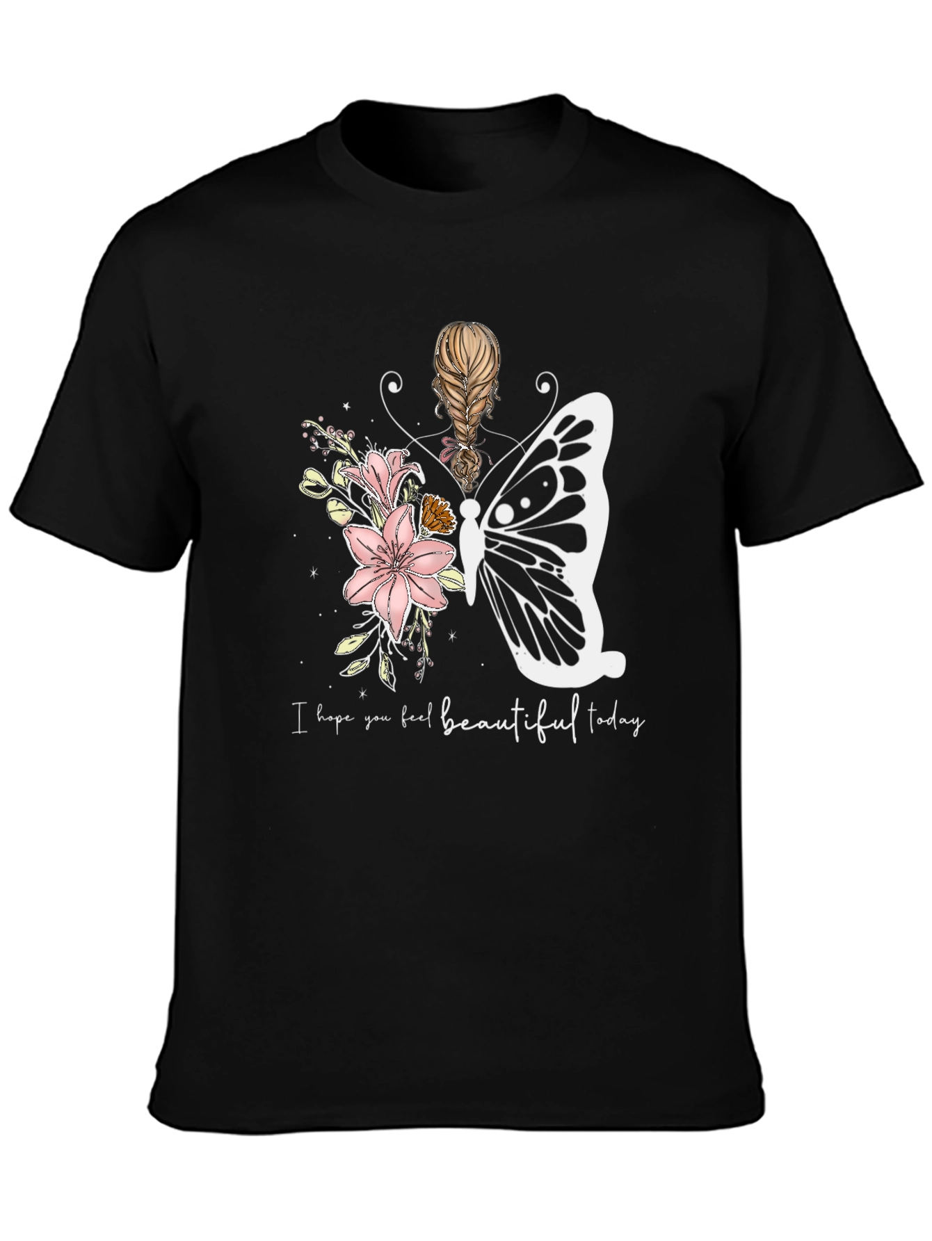 Floral Butterfly Graphic T-Shirt - Feel Beautiful